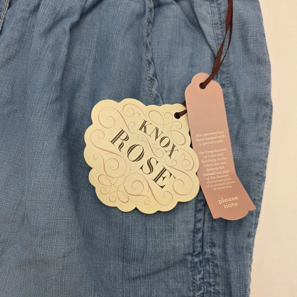 Knox Rose Chambray Shorts Women's Size XXL Blue Denim Elastic‎ Waist Stretch NWT